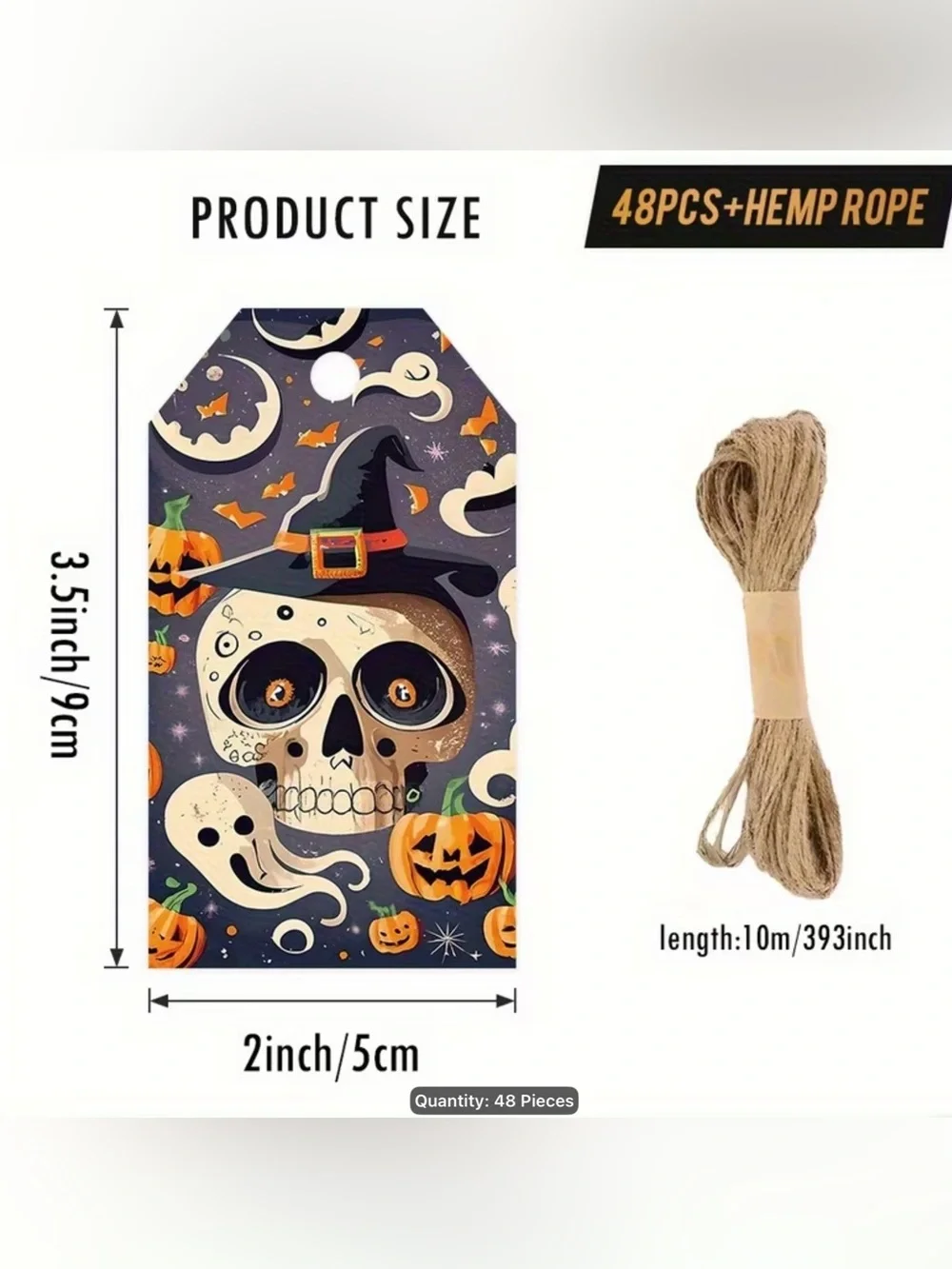 Halloween Skull & Pumpkin Gift Tags  - 48 pcs set